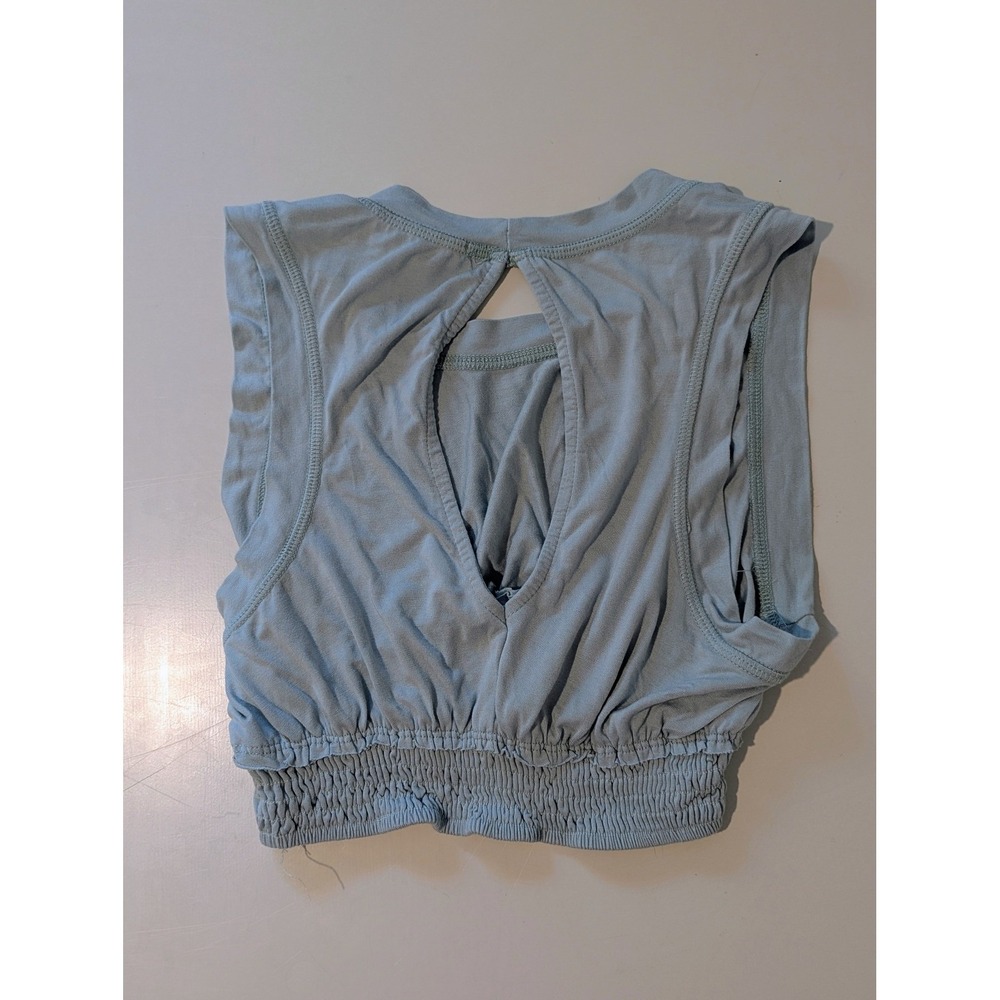 Free People Beach Womens XS Blue Smocked Crop Top and High Low Maxi Skirt Set - Picture 4 of 10
